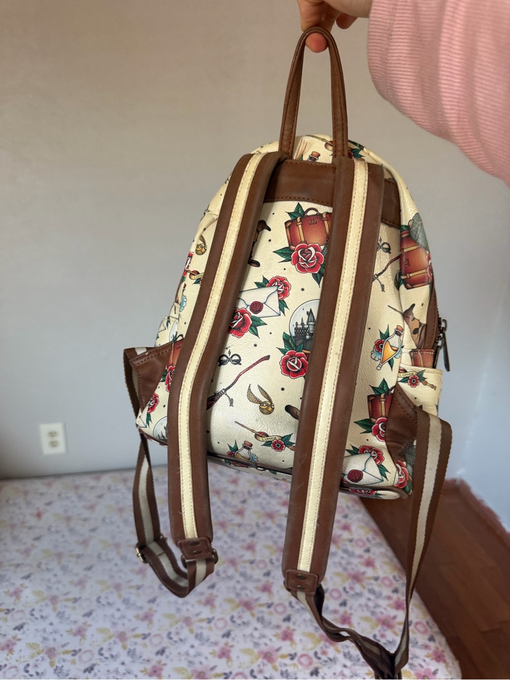 Harry Potter Cream Print Mini Backpack - Picture 4 of 5